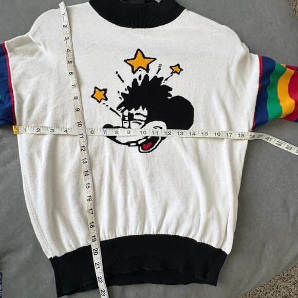 Mickey Mouse Disney Forever 21 Sweatshirt Rainbow Sleeve Graphic Crew Limited Ed - Picture 4 of 9